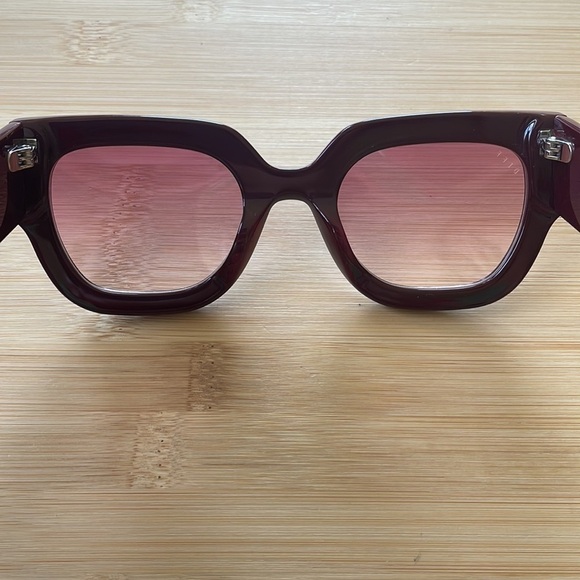 Brand New Diff Eyewear Arden Boxy Square Claret Wine Sunglasses 100% UV Protect - Picture 9 of 14